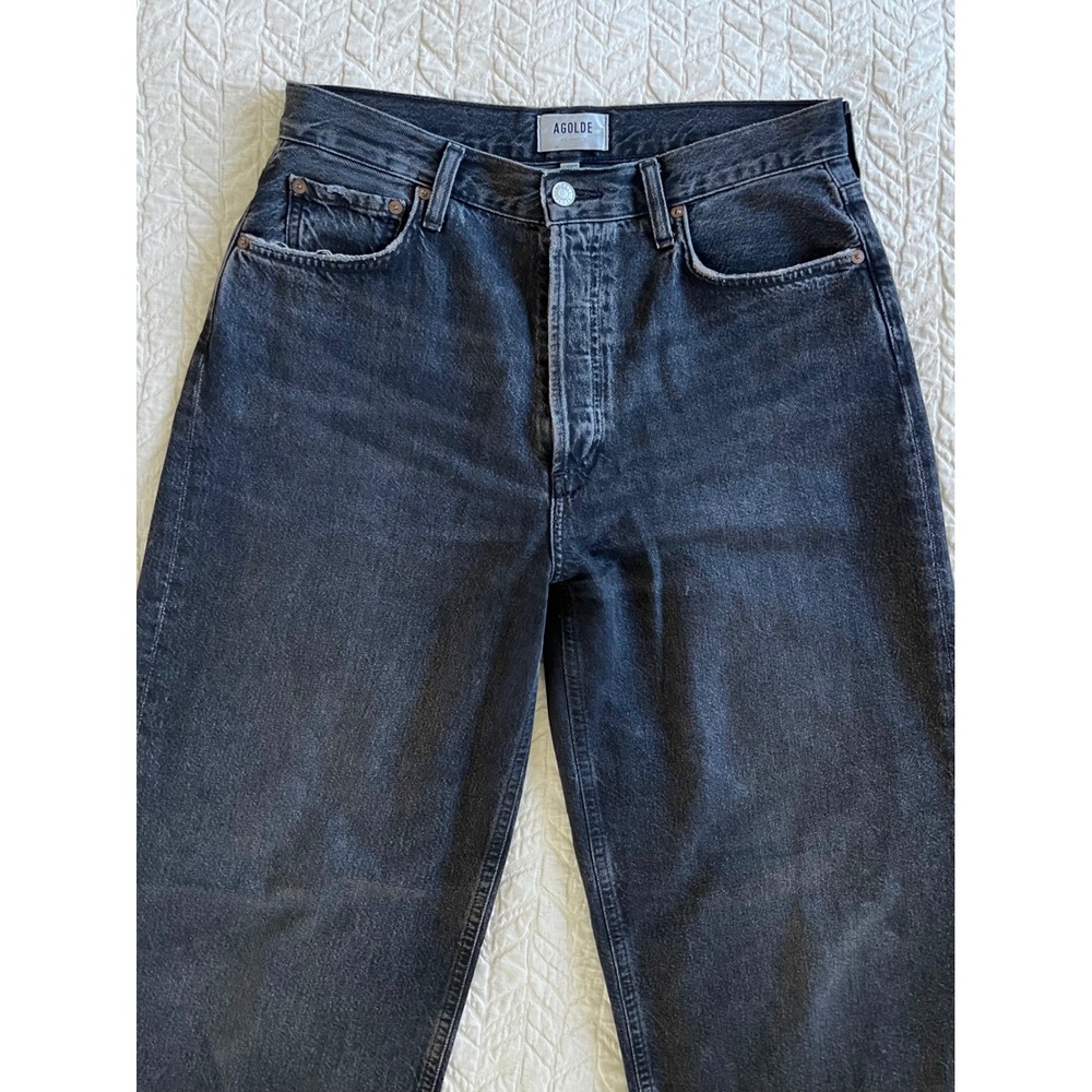 AGOLDE Low Slung Baggy 27 Paradox Faded Black Wide Leg Jeans - Picture 7 of 8